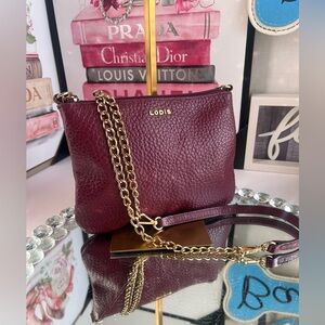 Lodis Plum Textured  leather Crossbody Bag